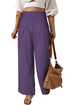 Smocked Wide Waistband High Waist Wide Leg Pants